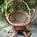 Rattan swivel shell chair