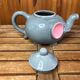 Old teapot elephant shape gray & pink ceramic vintage #a472