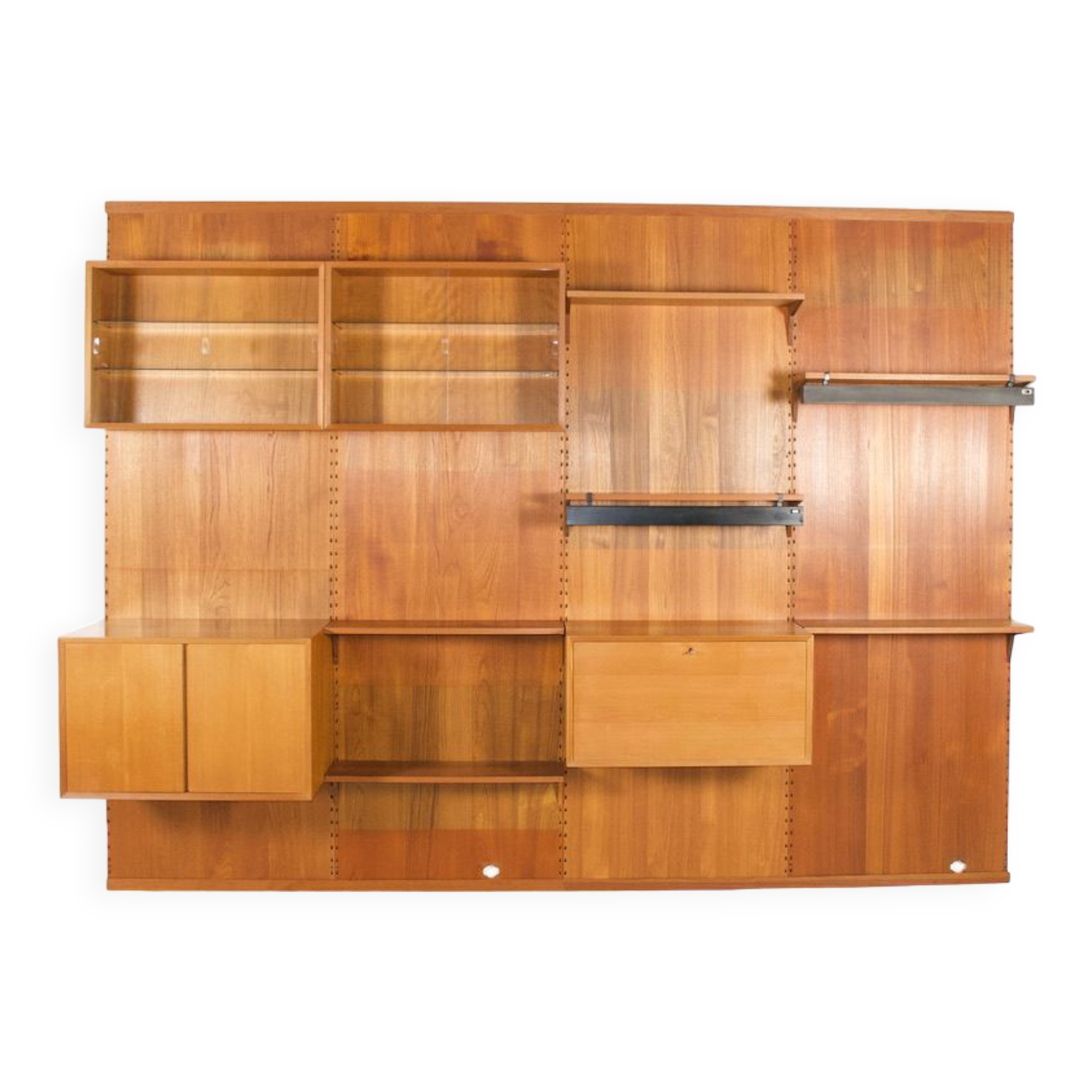 Modular wall system with Cado panels by Poul Cadovius, teak, from 1959.