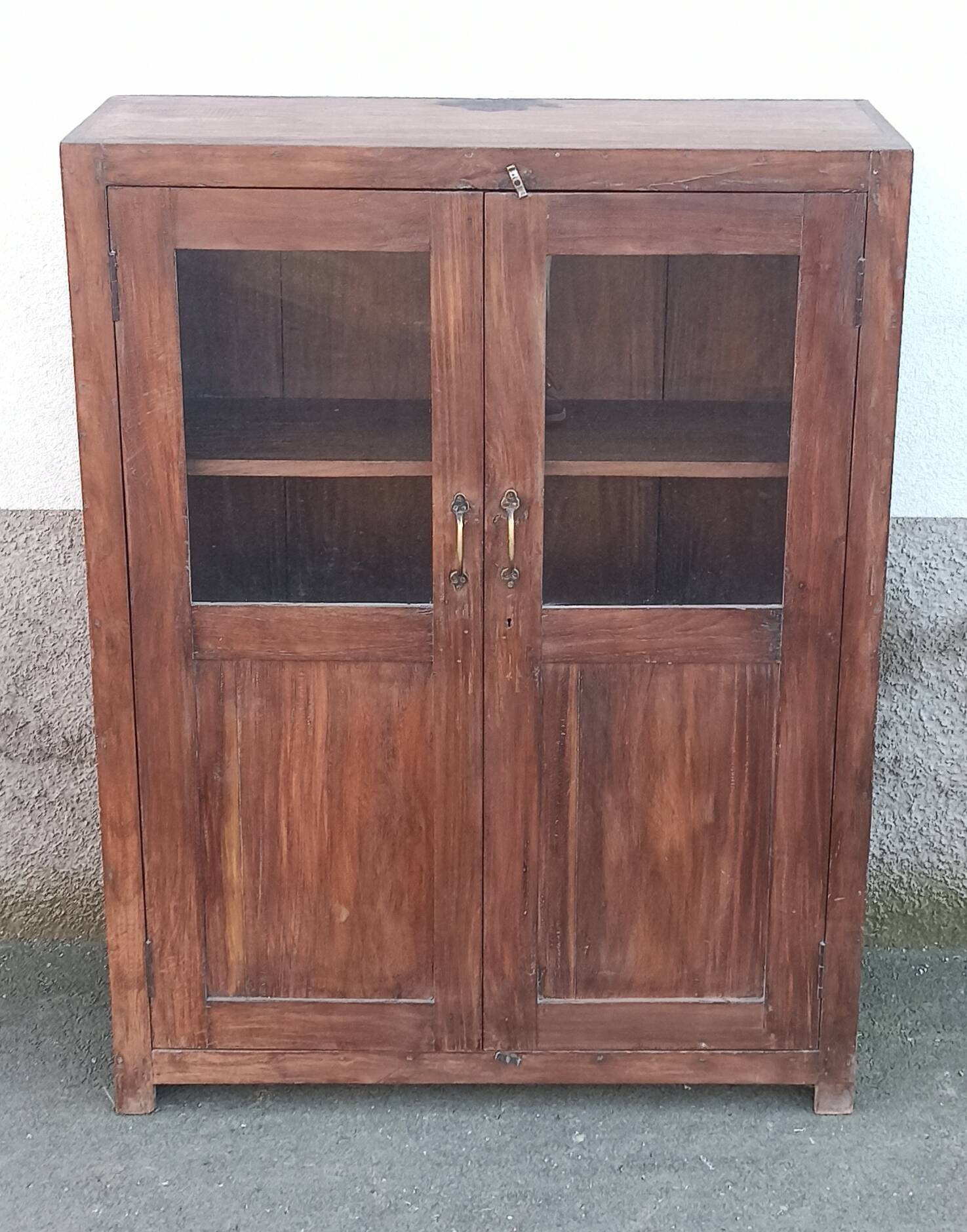 Old wooden glass cabinet