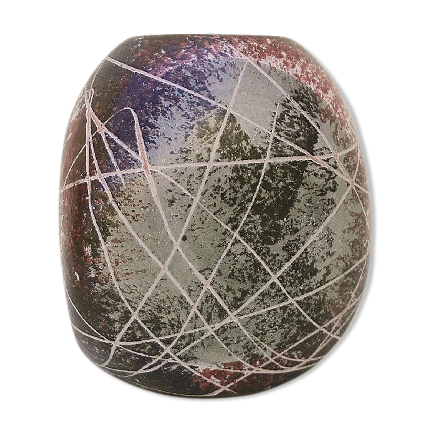 Ceramic pebble vase vintage scarified décor
