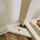 Set of 4 Vintage White Wooden Stools with Thatched Seats - 1970s Yugoslavia