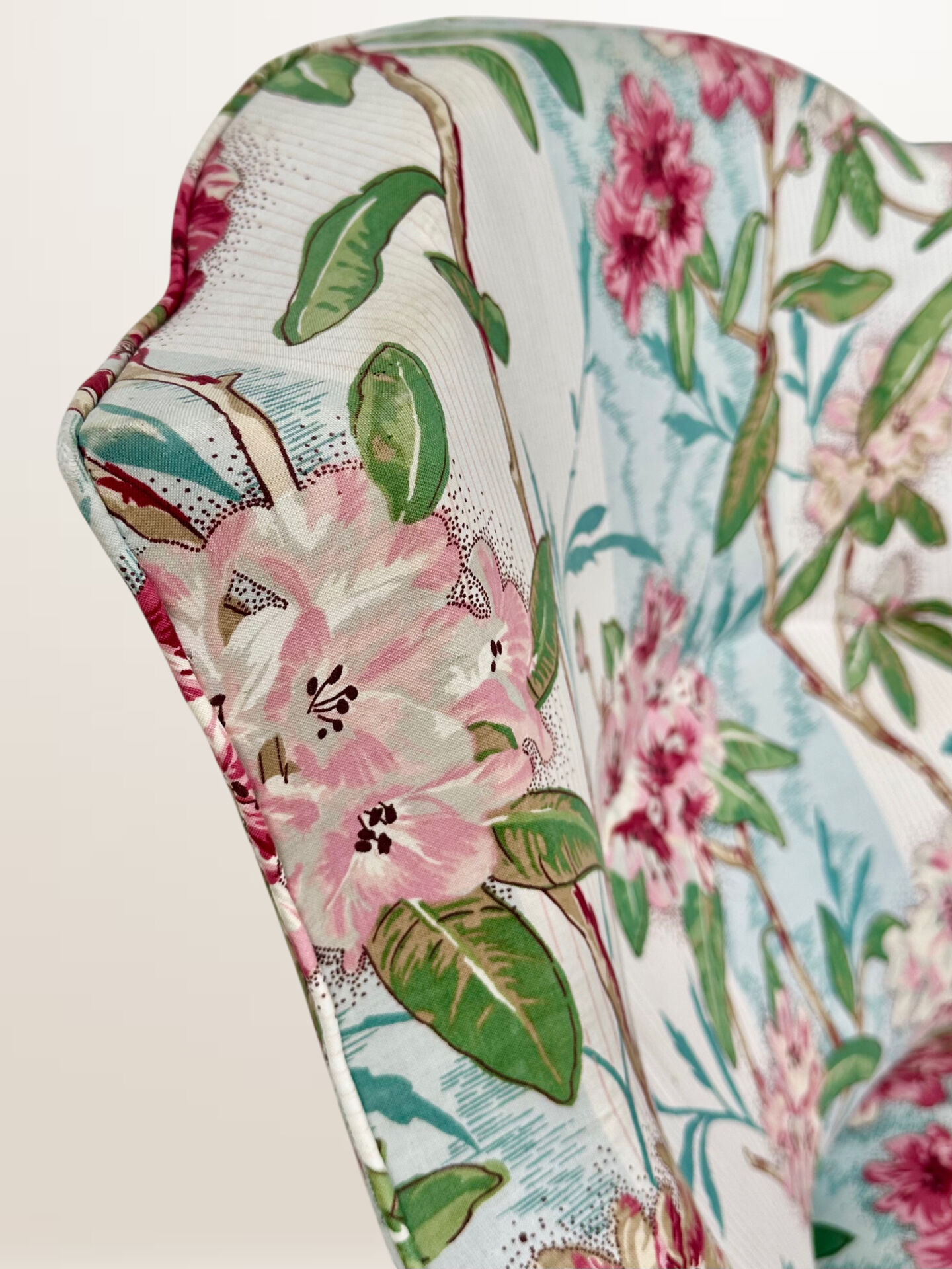 Napoleon III period armchair, floral fabric with cushion.
