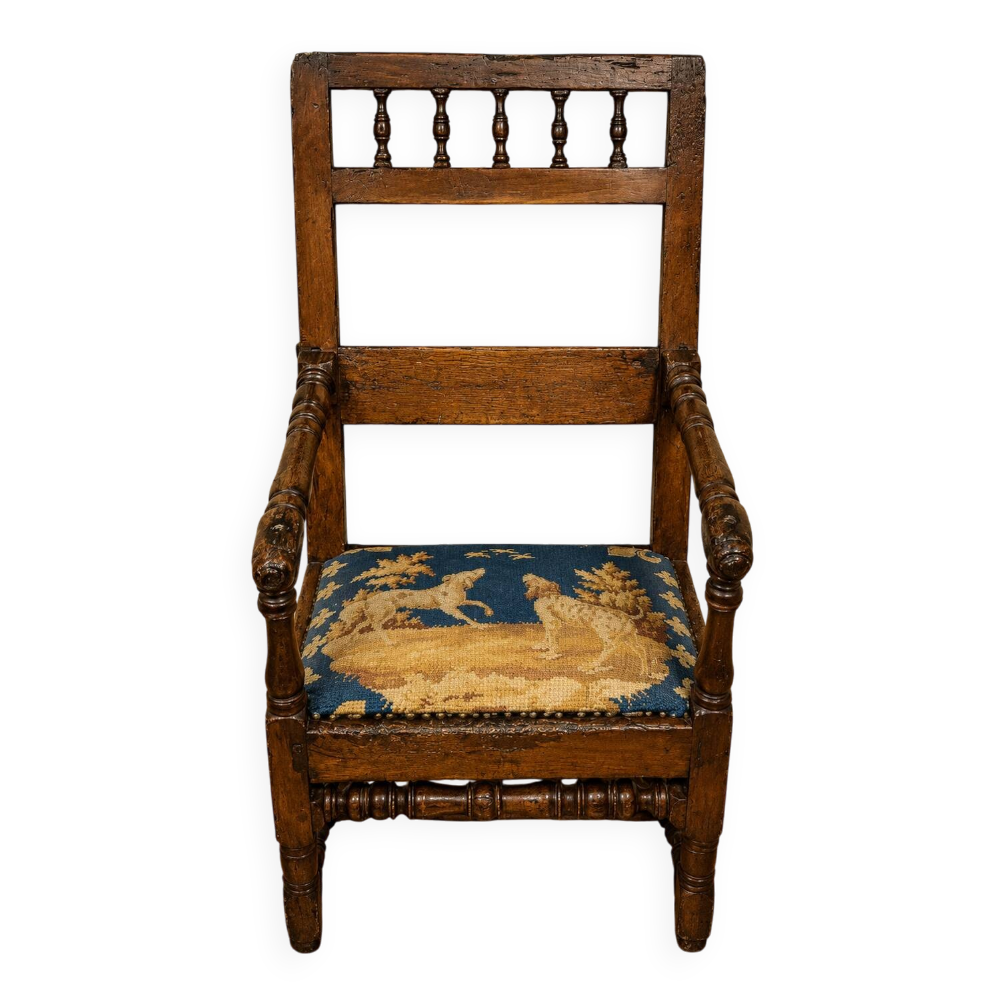 Fauteuil d'époque Louis XIII en noyer vers 1680-1700