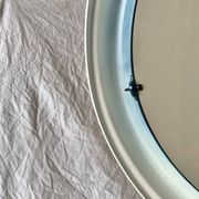 Vintage round wall mirror in blue painted plastic - diameter: 52 cm