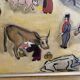 Huile sur toile « le marché au village »