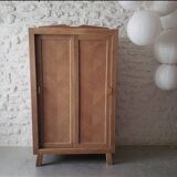 Vintage oak wardrobe with sliding doors