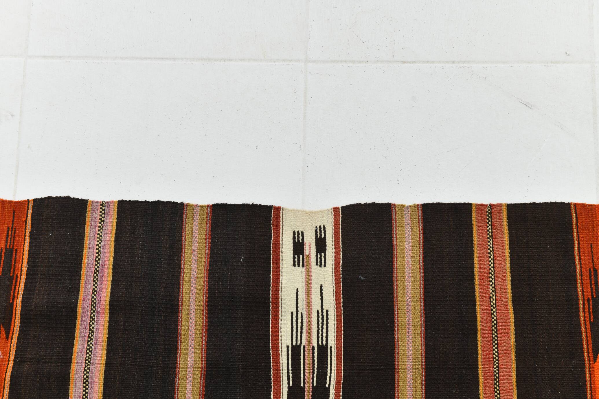 6x10 Dark Brown & Orange Strped Vintage Kilim Rug, 181x305Cm