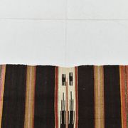 6x10 Dark Brown & Orange Strped Vintage Kilim Rug, 181x305Cm
