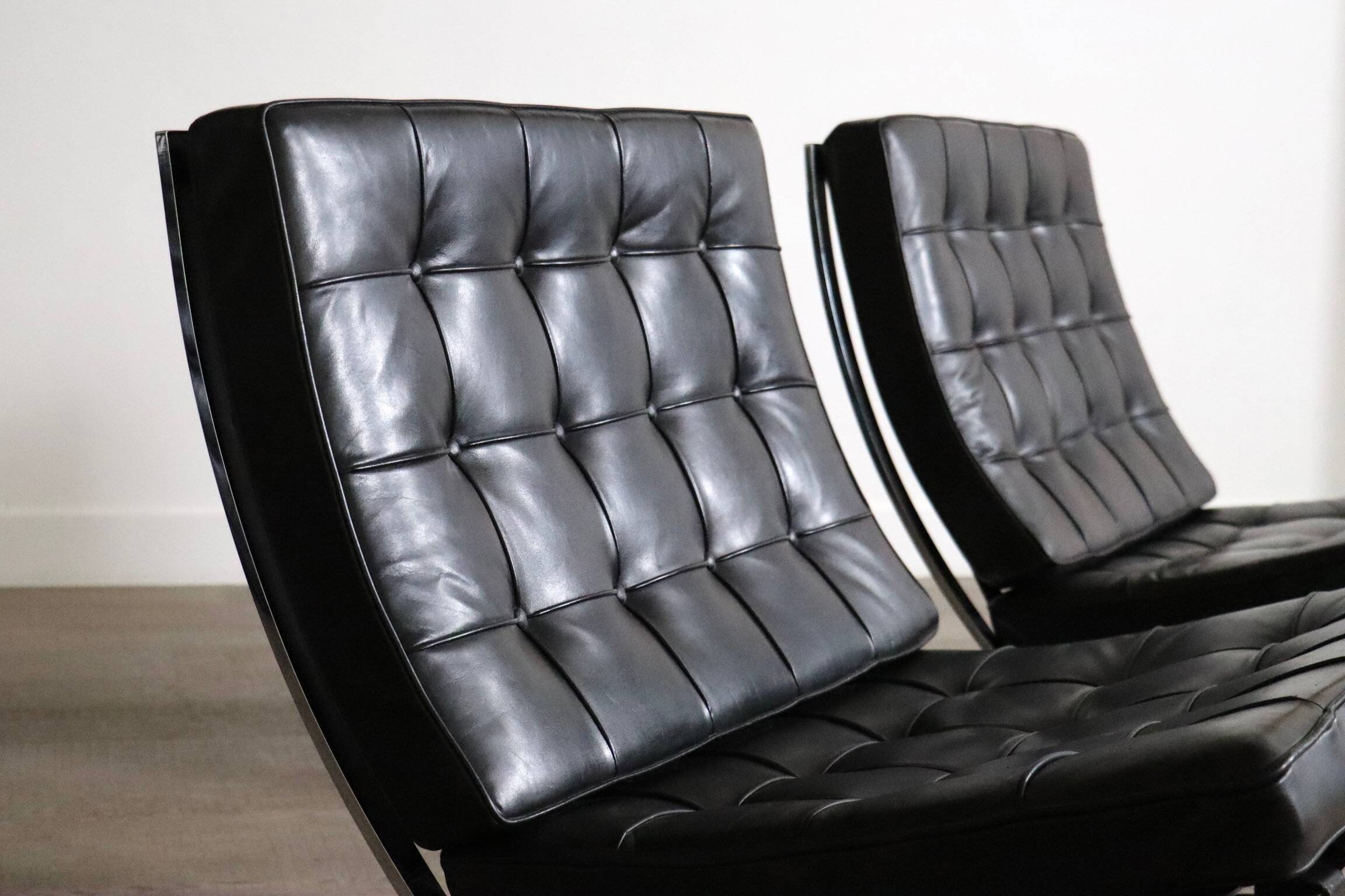 Pair of Barcelona chairs by Ludwig Mies van der Rohe for Knoll, 1960s.