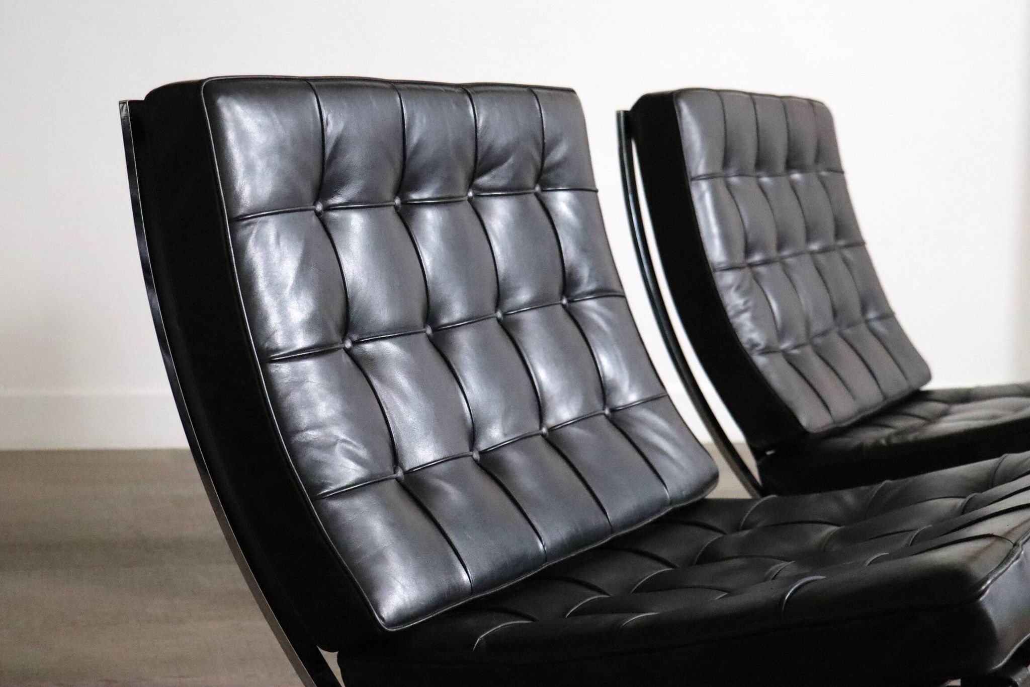 Pair of Barcelona chairs by Ludwig Mies van der Rohe for Knoll, 1960s.