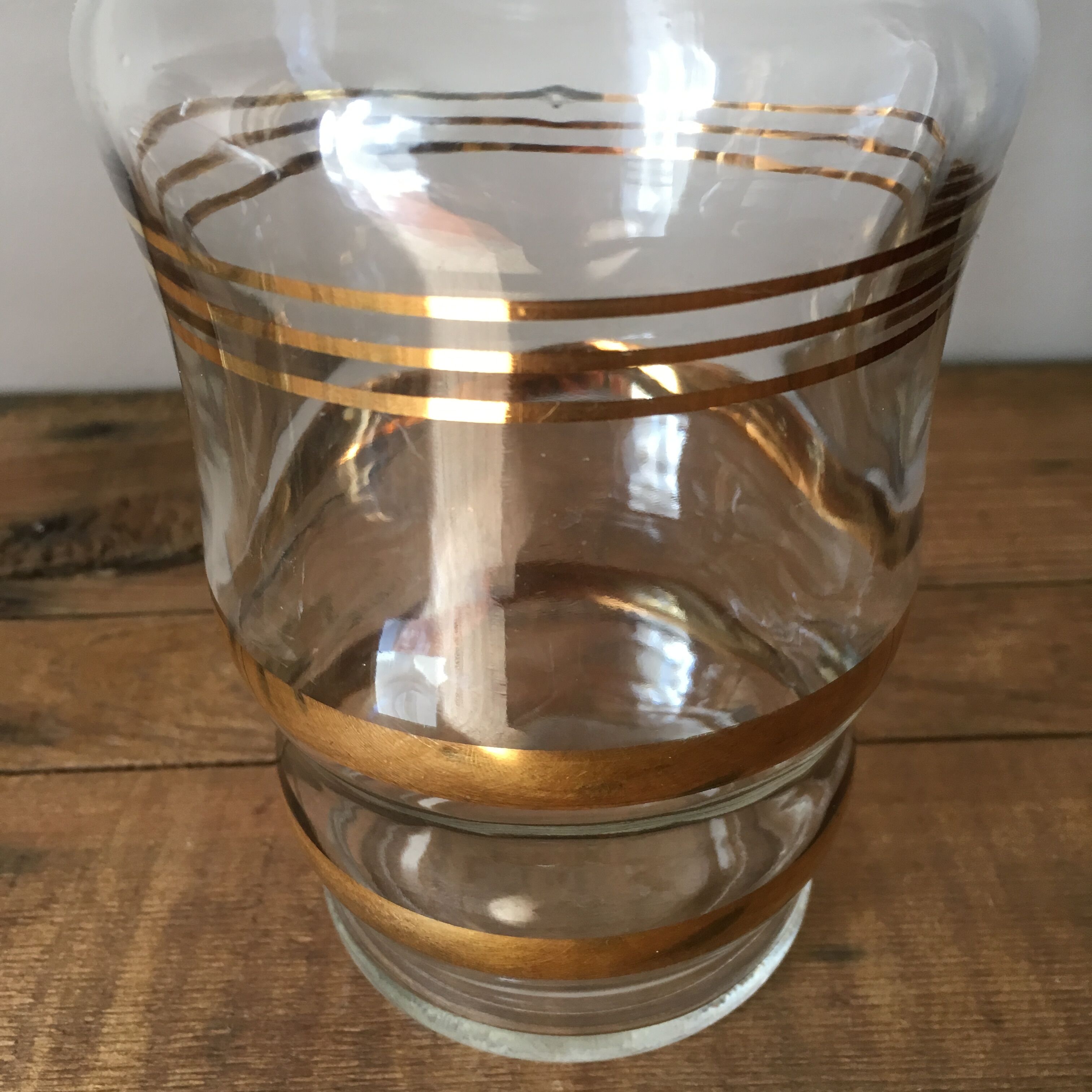 2 decanters with gold piping, 1960s