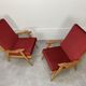 Pair of 50s vintage boomerang armchairs velvet and wood