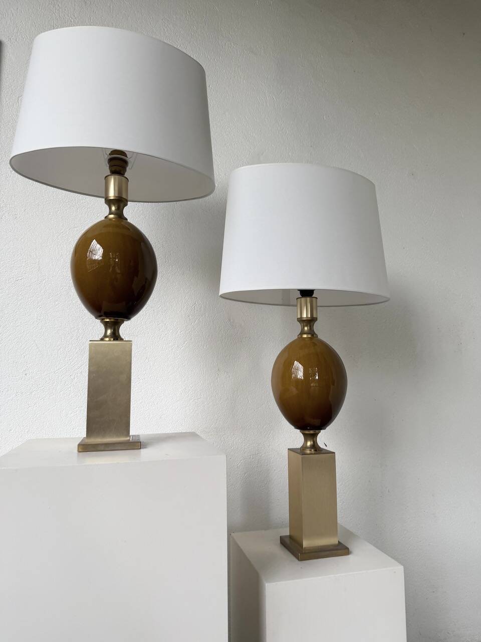 Pair of Philippe Barbier table lamps from the 70s