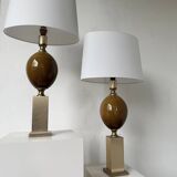 Paire de lampes de table Philippe Barbier années 70
