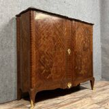 Louis XV style crossbow sideboard in noble wood marquetry circa 1850