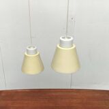 Glass and metal suspensions from the Mid-Century period, set of 2.