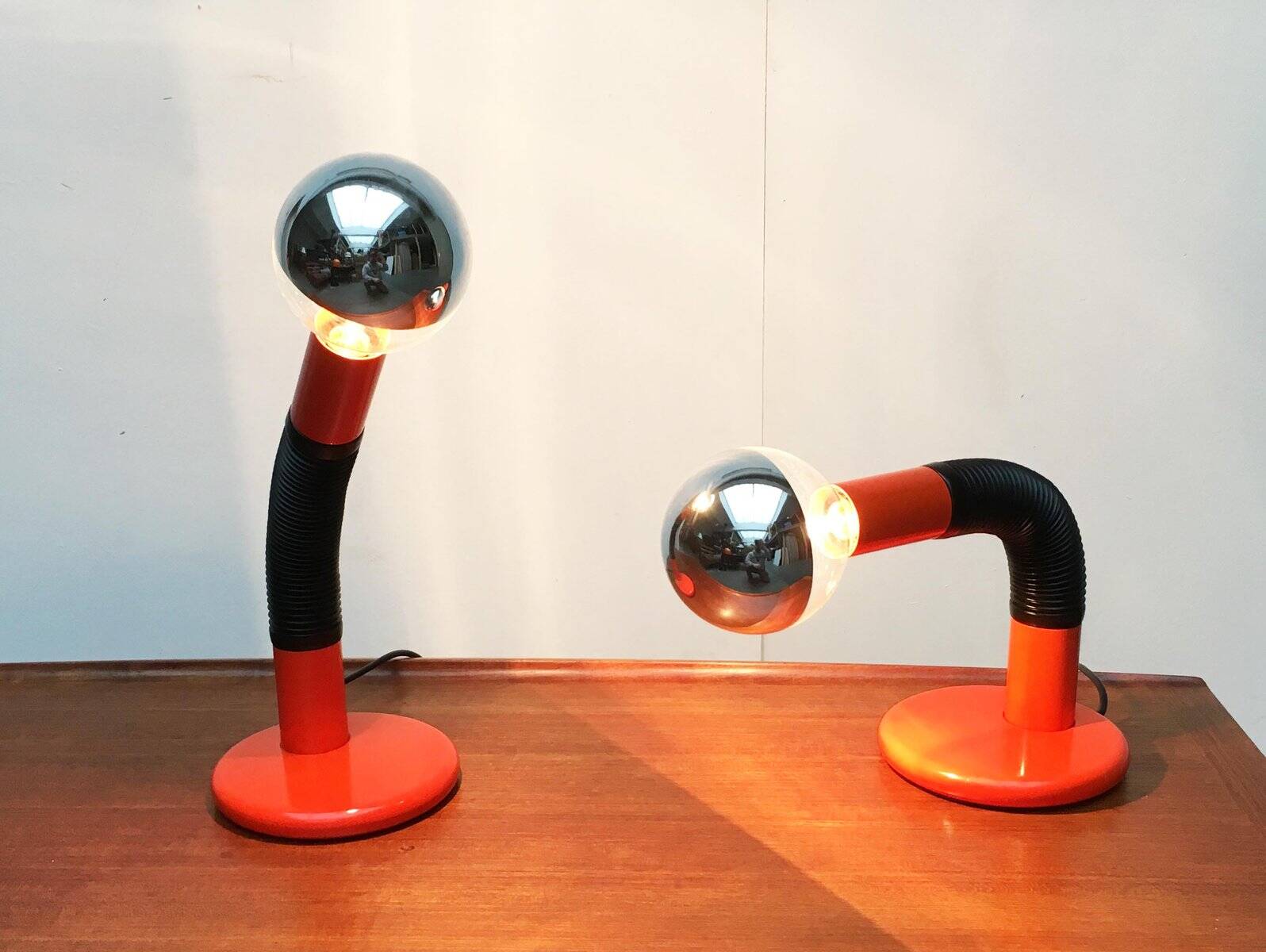 Vintage Italian table lamps Space Age by Bellini for Targetti, 1970s.