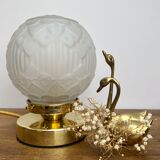 Vintage art deco globe table lamp in frosted glass