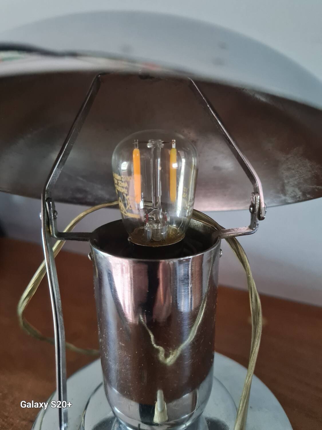 Bauhaus style chrome-plated metal mushroom bedside lamp