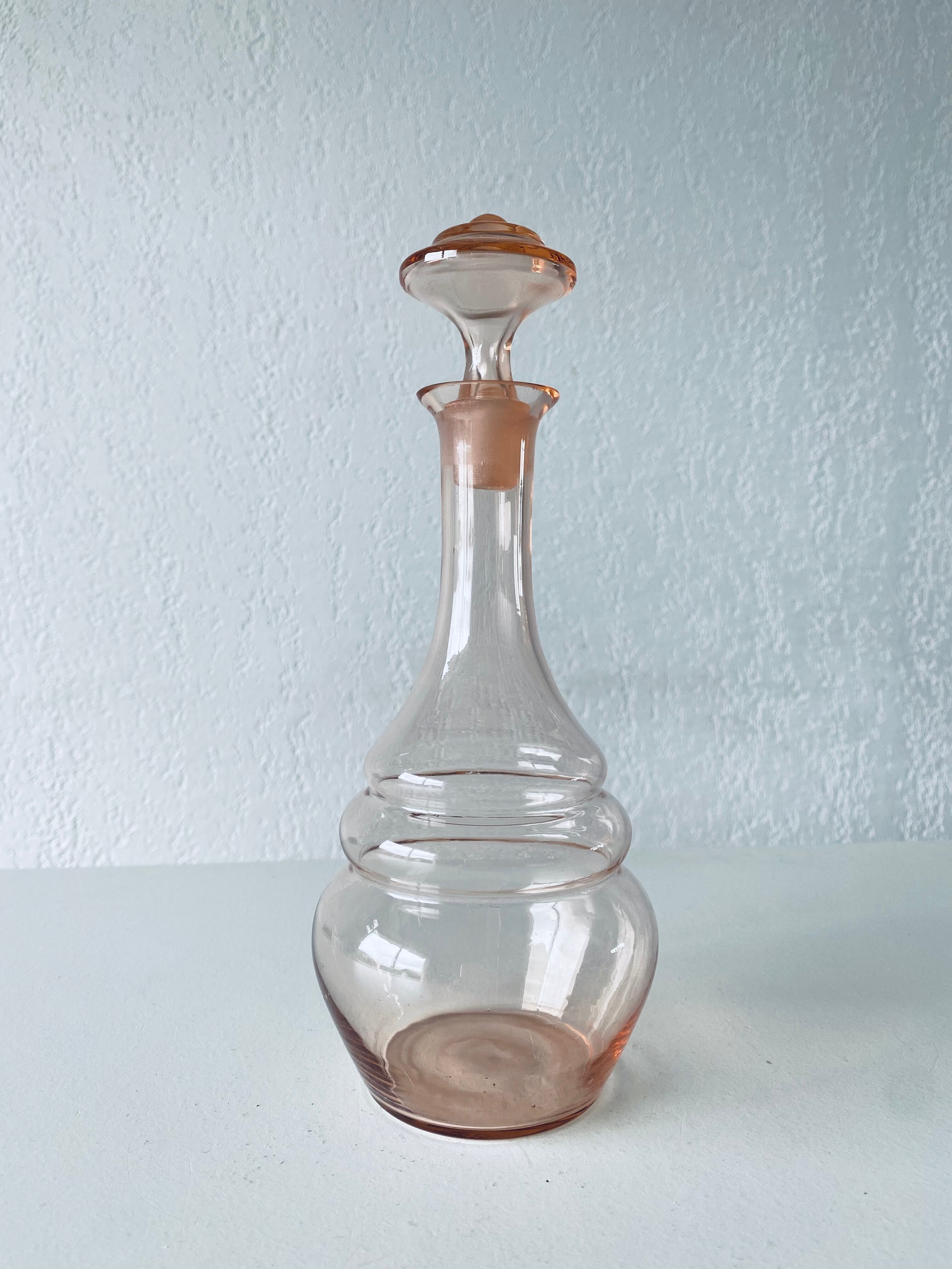 Pink glass decanter
