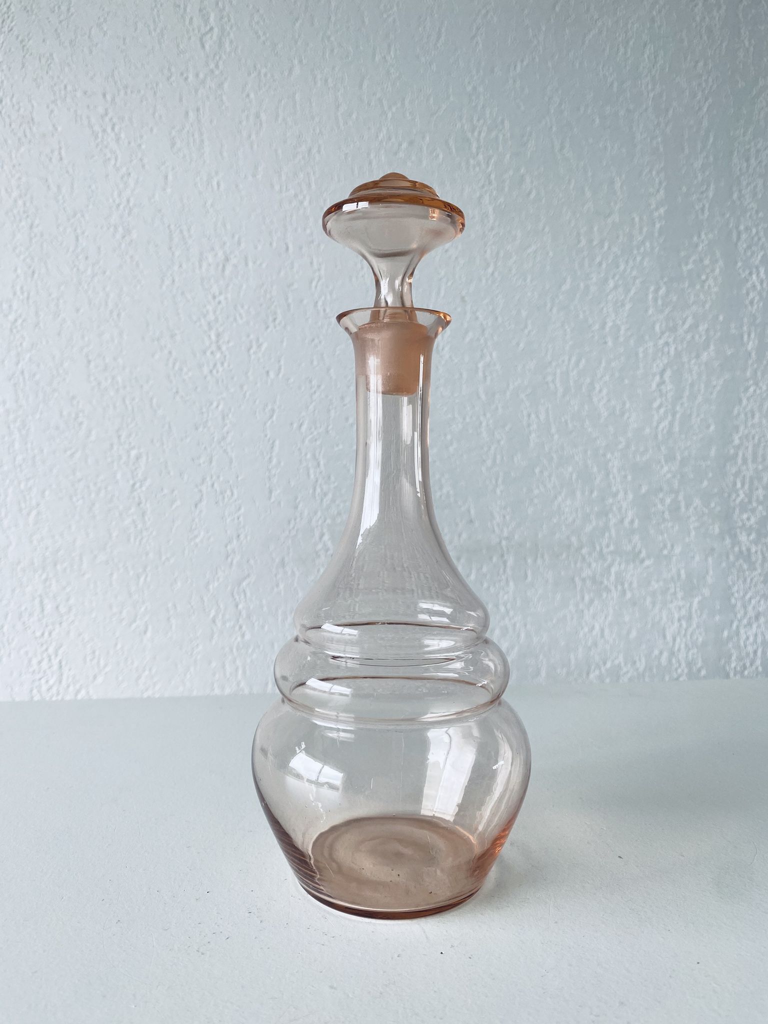 Pink glass decanter