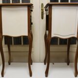 Pair of high wooden bedside tables