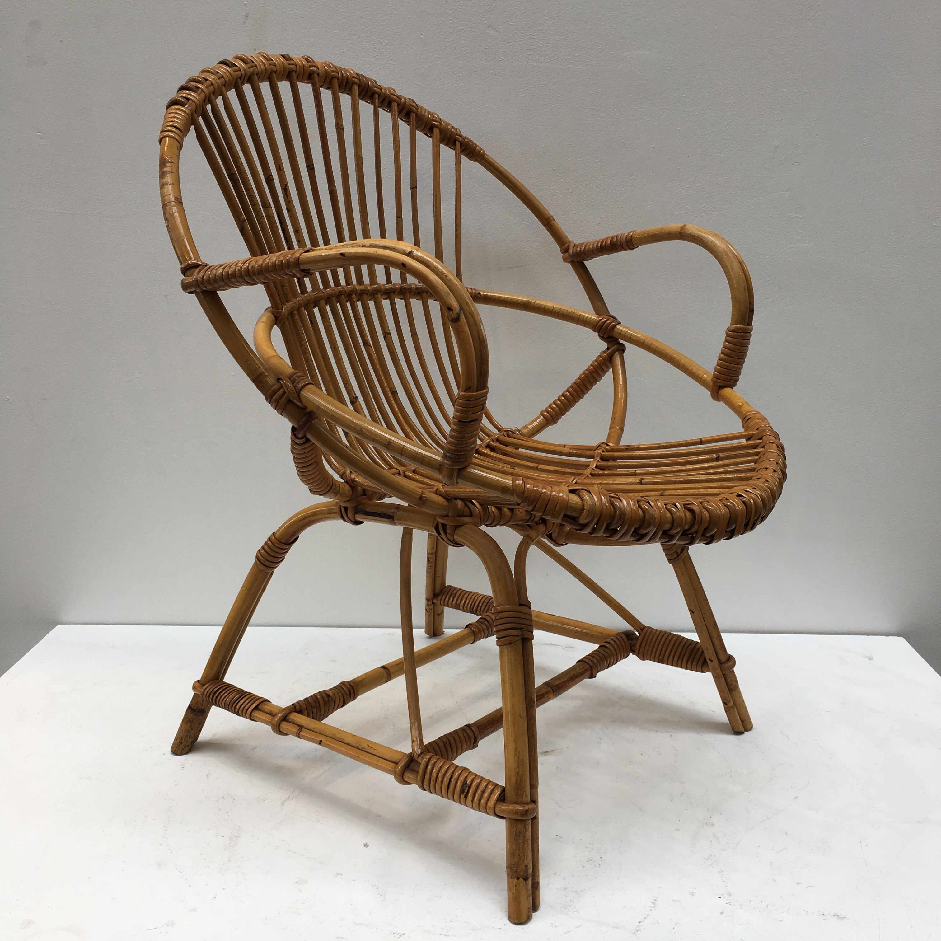 Rattan shell armchair