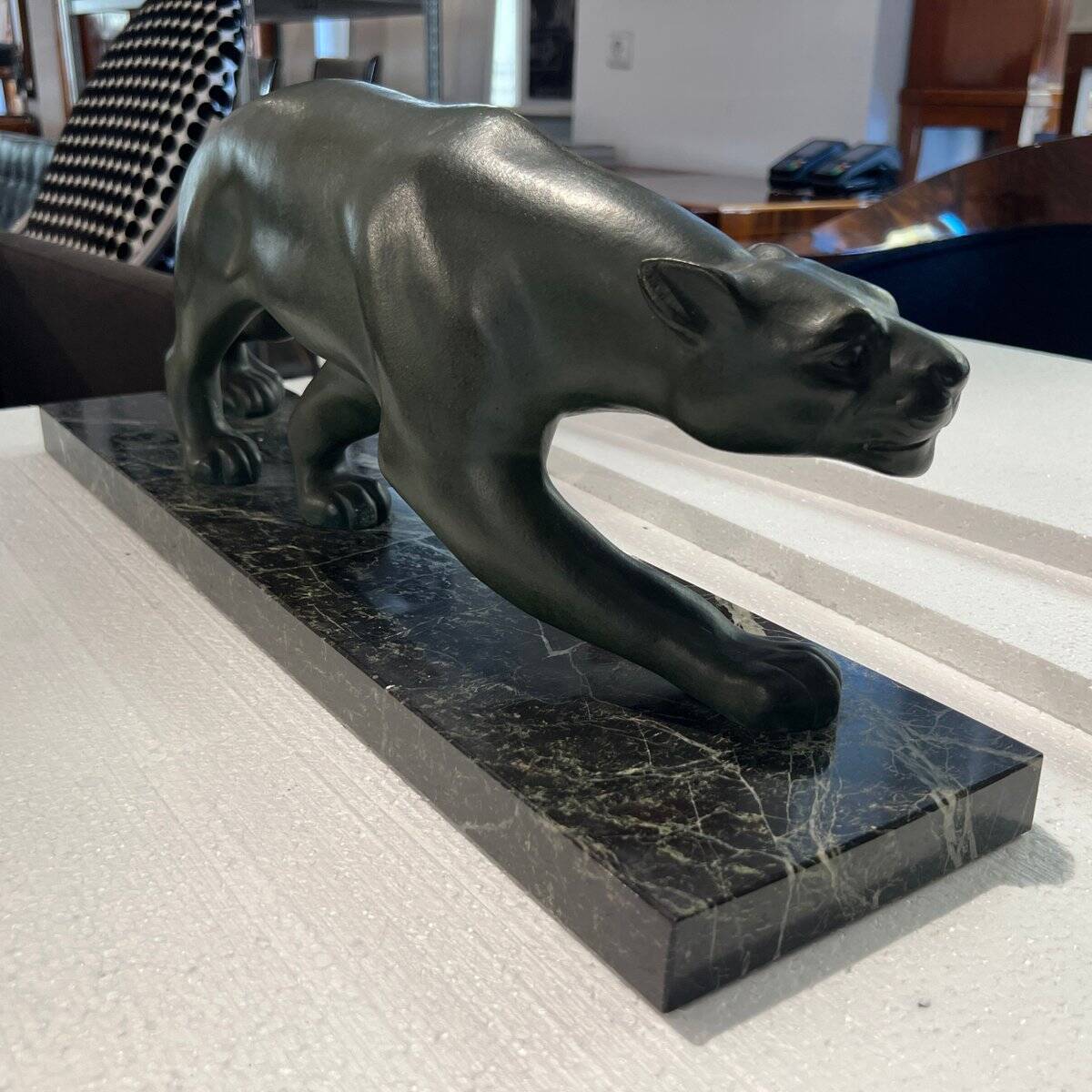 Secondo, Art Deco Panther, 1930, Bronze with Marble Base