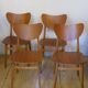 Set of 4 butterfly teak dining chairs with shaped backs, 1960s