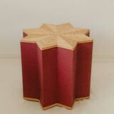 Small star-shaped side table in pink rattan