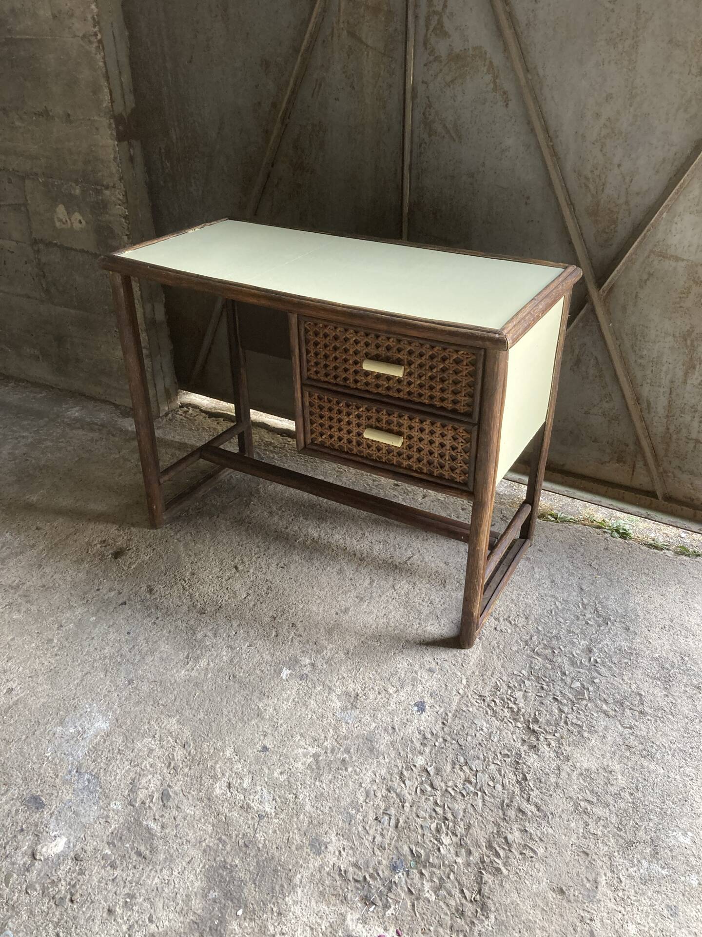 Parisian desk wicker wood bamboo