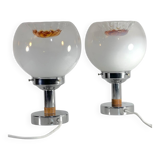 Pair of table lamps with large Murano globes from the 70s.