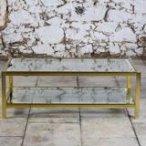 Glass and gold metal coffee table, 1970
