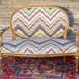 Louis XVI-style carved and lase-style wooden bench
