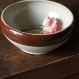 Vintage two-tone glazed stoneware salad bowl Digoin