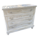 Commode ancienne en bois blanchi dessus en marbre blanc