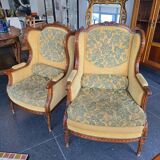 Louis XVI bergère armchairs, late 19th - early 20th century