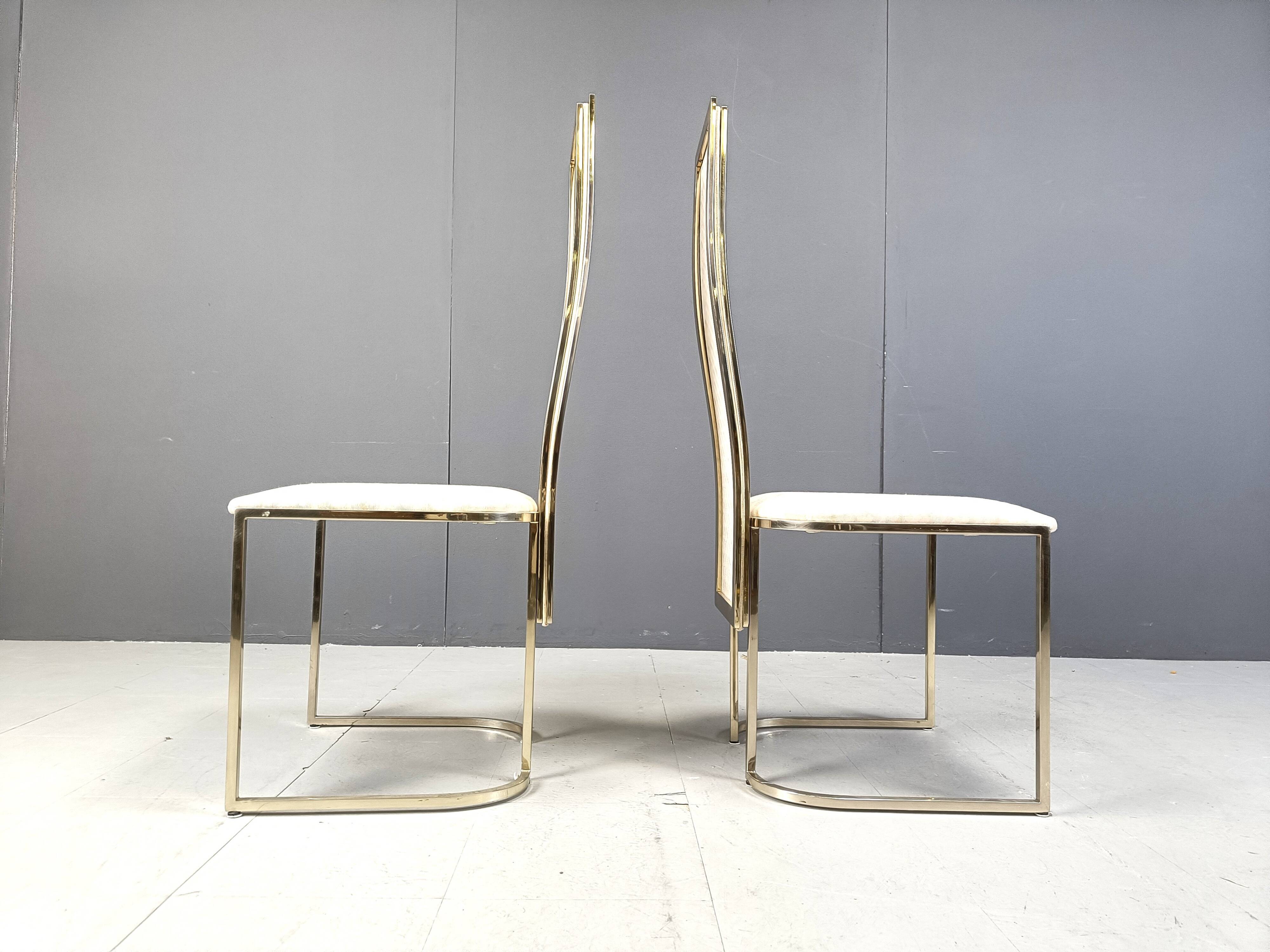 Vintage brass dining chairs by Belgo Chrom, 1970s - set of 8