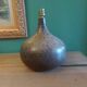 Ceramic (sandstone) lamp from the 50s, 60'S with silk lampshade