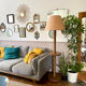 Vintage art deco floor lamp in turned wood