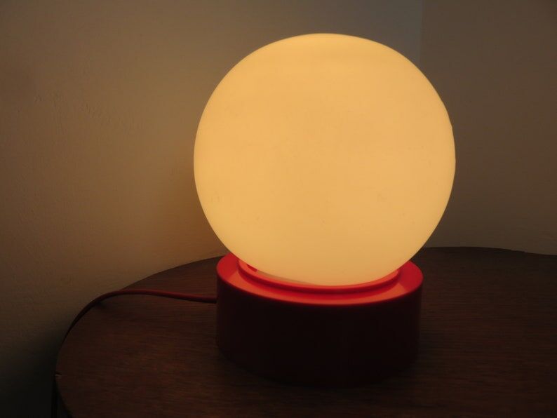 Plastic lamp red opaline ball white 80s 90 era Memphis