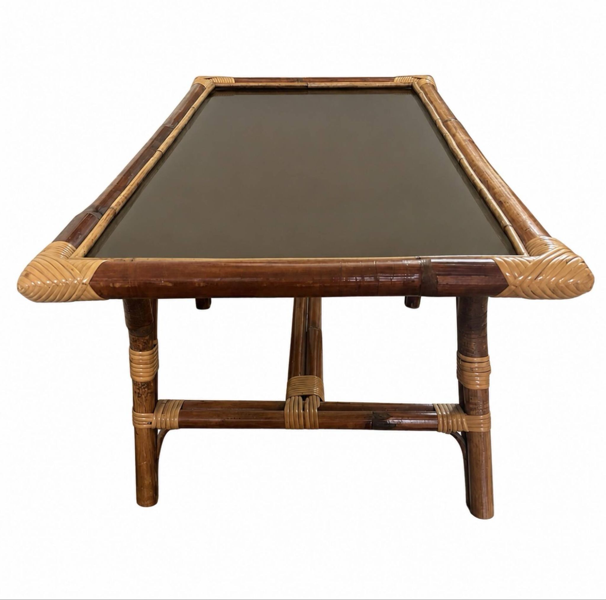 Table basse bambou et rotin