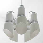 Vistosi Midcentury Italian Murano Glass and Steel "Incamiciato" Chandelier