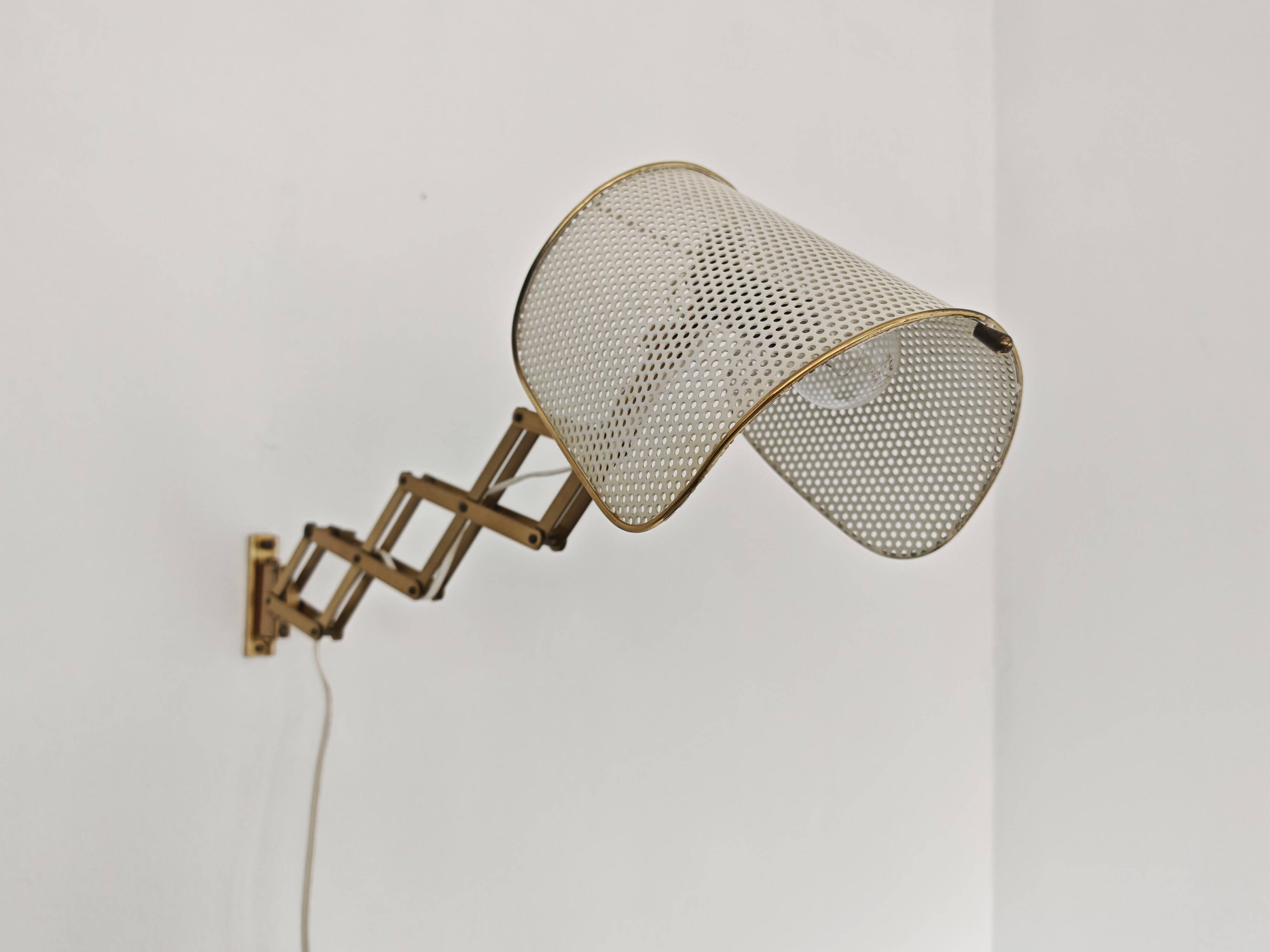Pair of adjustable scissor wall lamps Mid Century Modern by Alfred Müller for AMBA