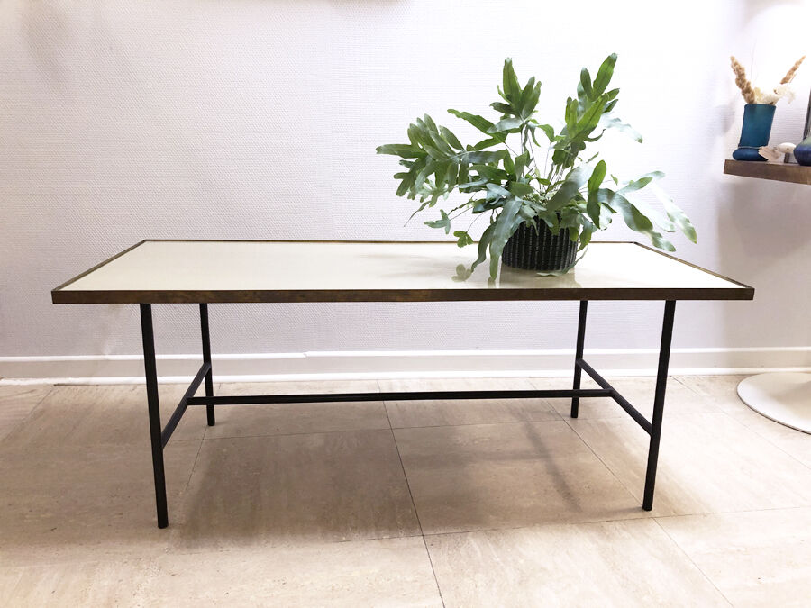 Modernist glass and brass coffee table, 1960