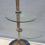 Art Deco chrome brass display 3 glass shelves