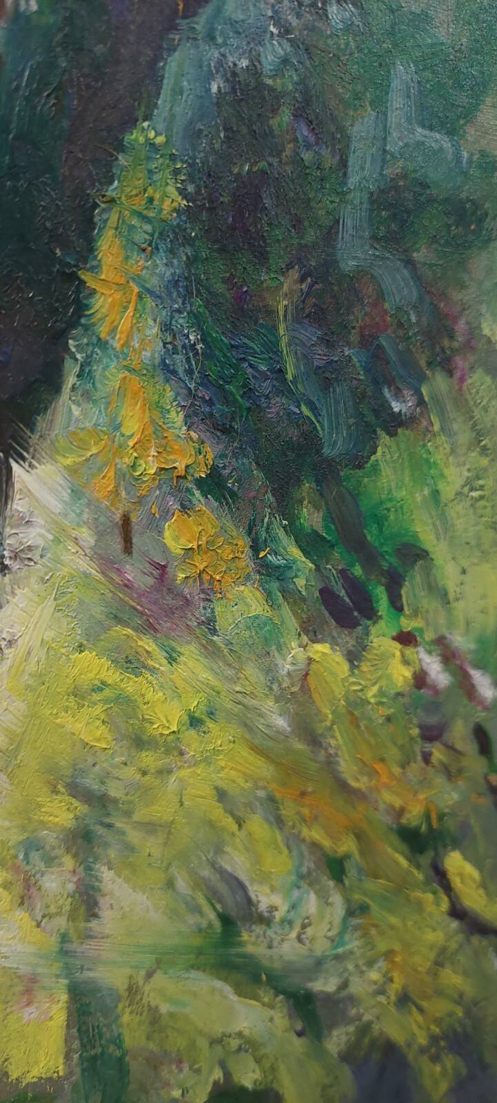 Oil painting on panel early 1900 landscape impressionist frame