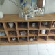 Vintage craft furniture on pitchpin wheels, 18 lockers.