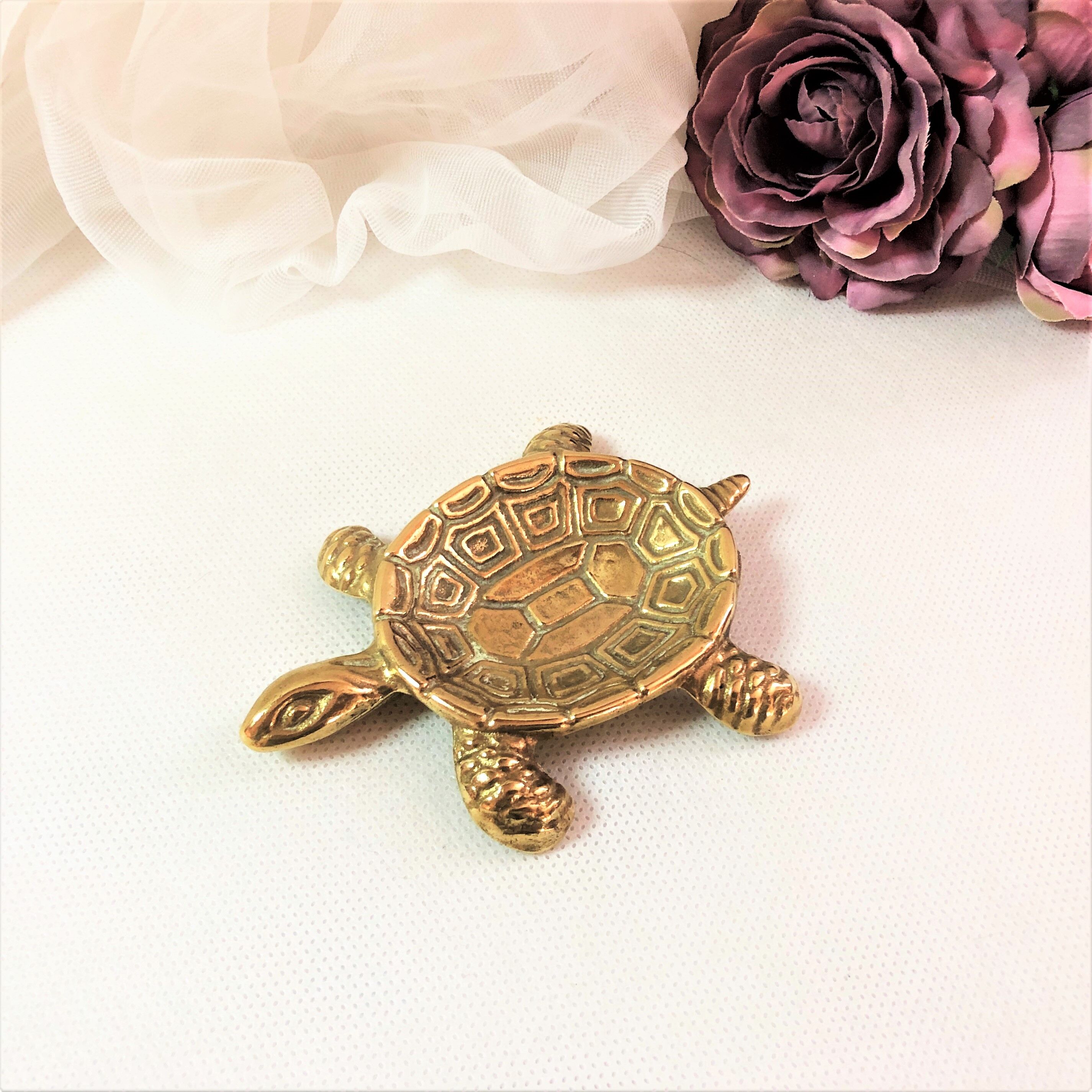 Figurine turtle gilded brass protective symbol